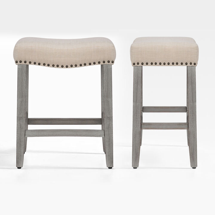 WestinTrends 24" Upholstered Saddle Seat Counter Stool (Set of 2)