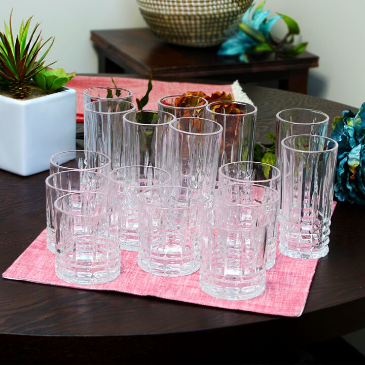 Gibson Home Jewelite 16 Piece Tumbler and Double Old Fashioned Glass Set