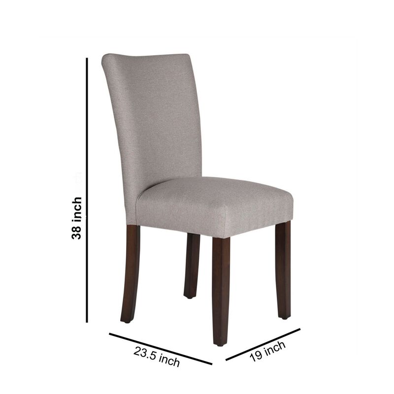Fabric Upholstered Wooden Parson Dining Chair with Splayed Back, Gray and Brown - Benzara