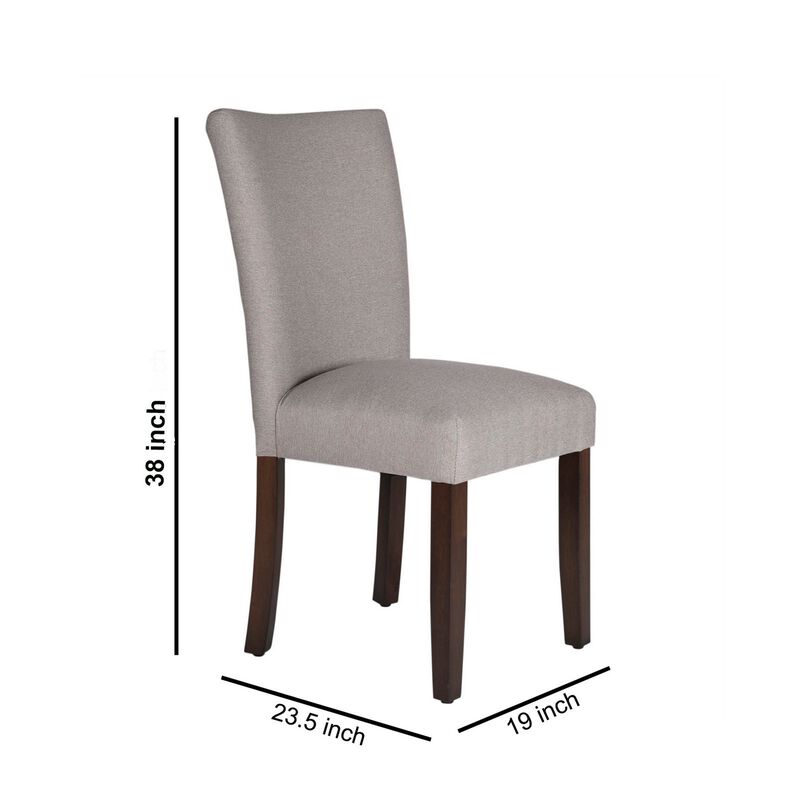 Fabric Upholstered Wooden Parson Dining Chair with Splayed Back, Gray and Brown image number 4