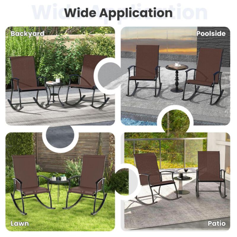 Hivvago 2 Pieces Outdoor Rocking Chairs with Breathable Backrest