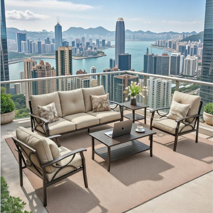 TATEUS 5-Piece Metal Patio Furniture Set