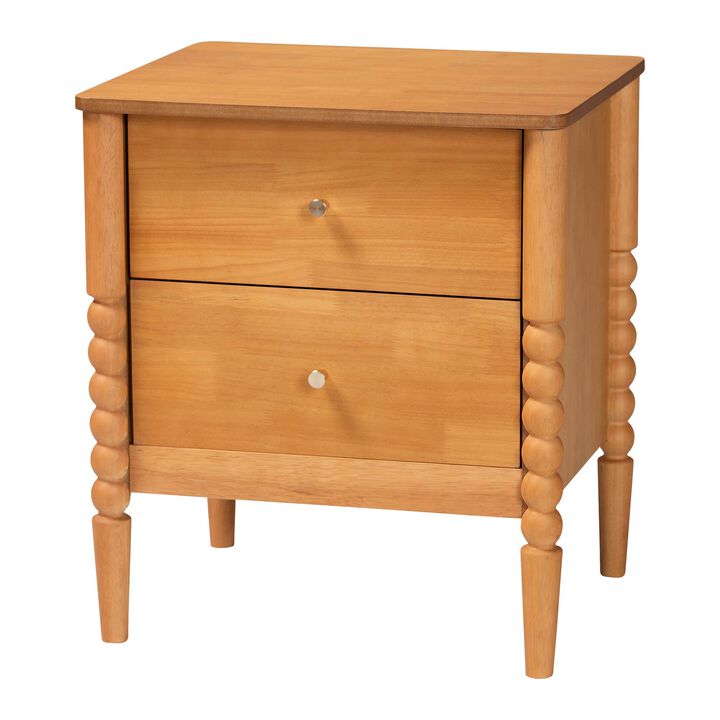 Baxton Studio Lucera Mid Century White 2 Drawer Bobbin Nightstand
