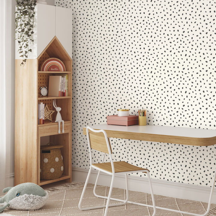 Animal Spots Black Polka Dot Wallpaper