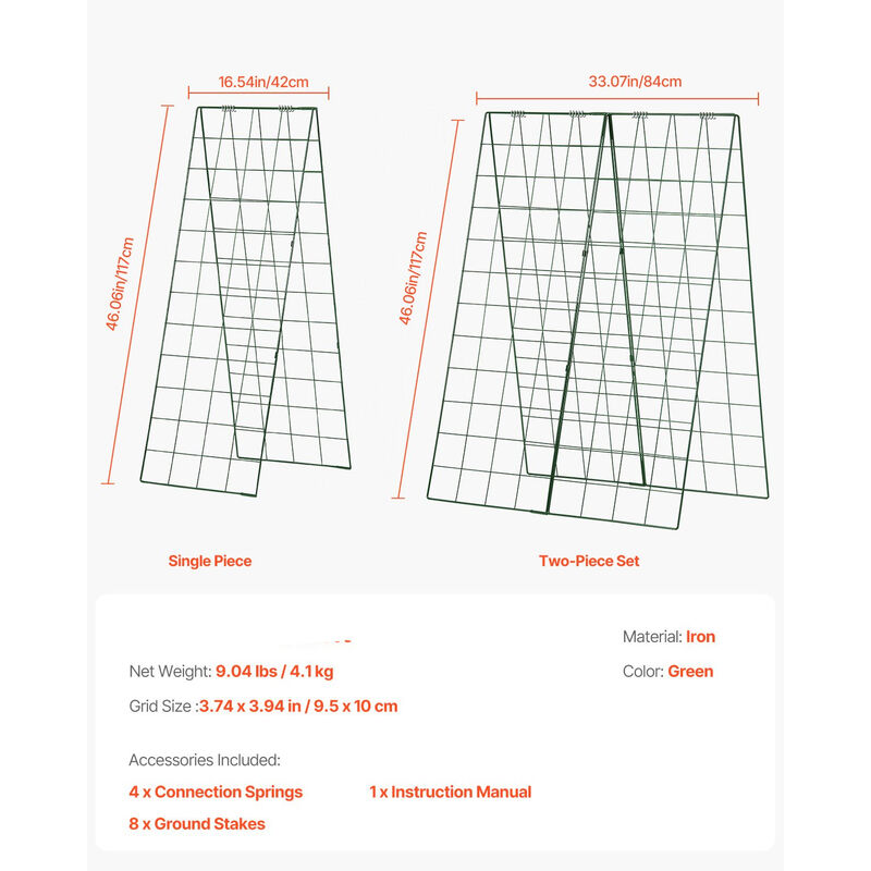 Vertical Garden A-Frame Trellis &ndash; Foldable Metal Frame for Climbing Vegetables, Vines, and Outdoor Beds