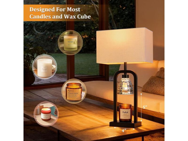 Black Candle Warmer Lamp with Timer Dimmer Wax Melt Table Lamp image number 2