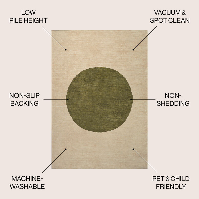 Cirkel Minimalist Geometric Dot Machine Washable Area Rug