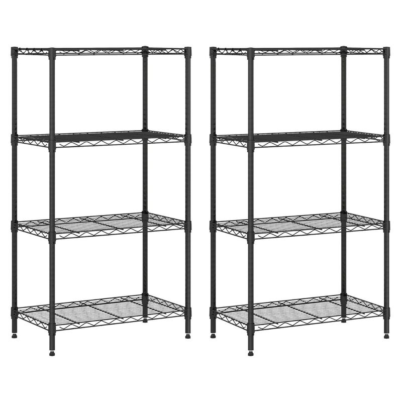 4 Tier Metal Storage Rack Set of 2 with V Shaped Wire Shelves for Home-Black image number 0