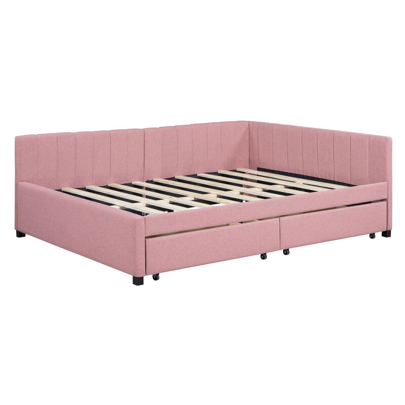 Whisen Classic Design Full Size Upholstered Daybed with 2 Storage Drawers image number 7