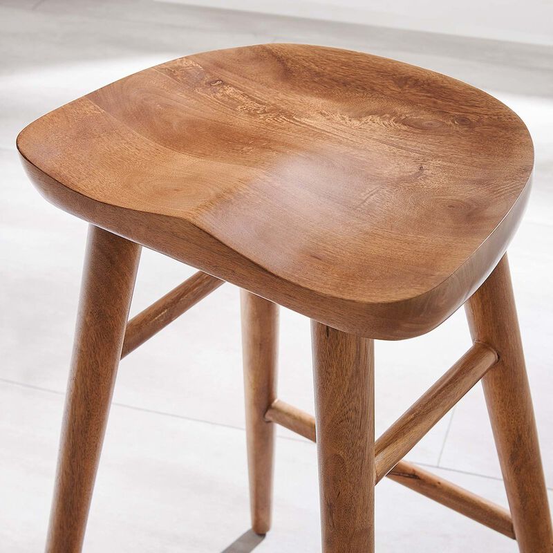 Modway EEI-6739-WAL Saville Backless Wood Counter Stools - Set of 2, Walnut image number 9