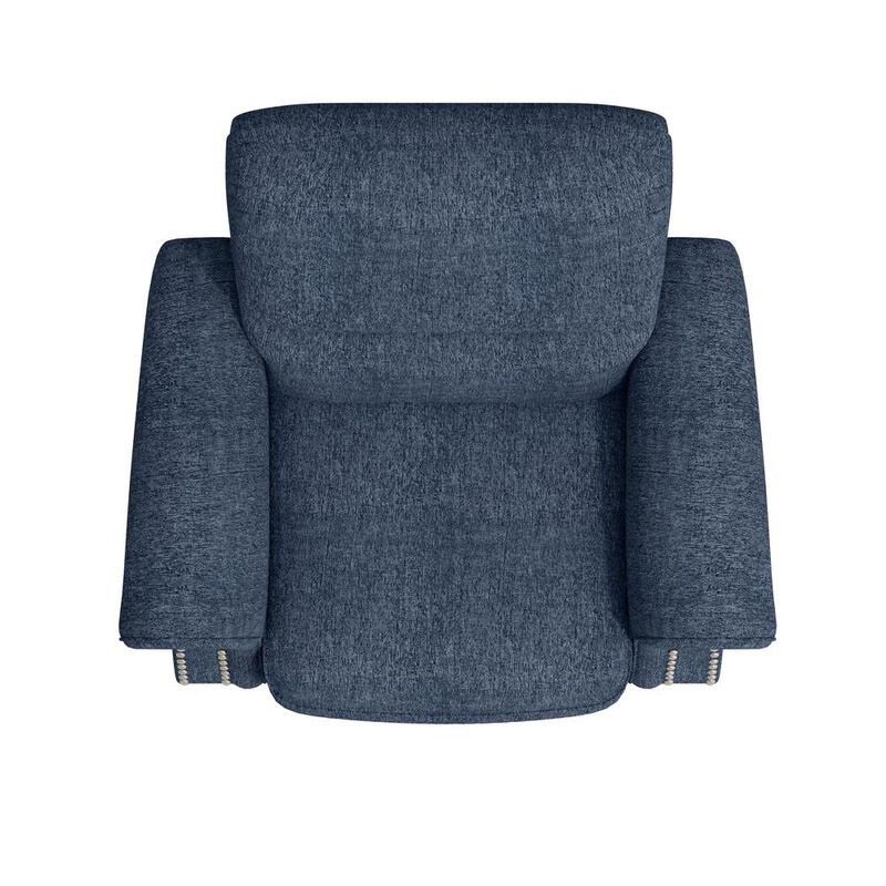 ProLounger Bustle-Back Pushback Recliner with Nailheads in Blue Chenille