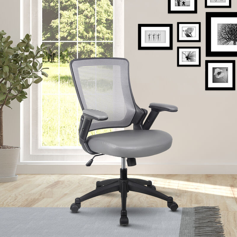 Streamdale Mid-Back Mesh Task Office Chair With Height Adjustable Arms, Grey