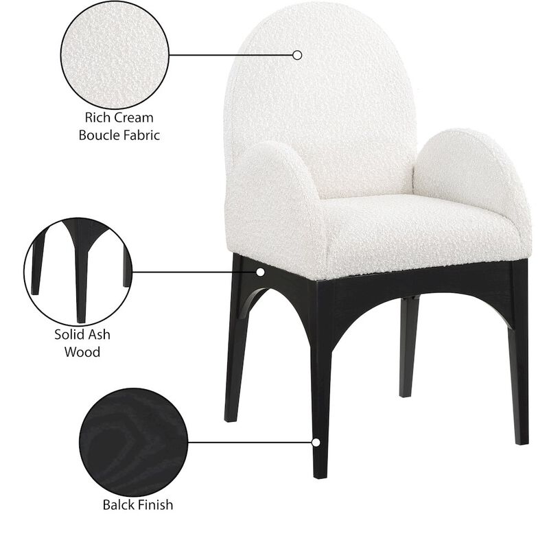 Meridian Furniture Waldorf Cream Boucle Fabric Dining Chair