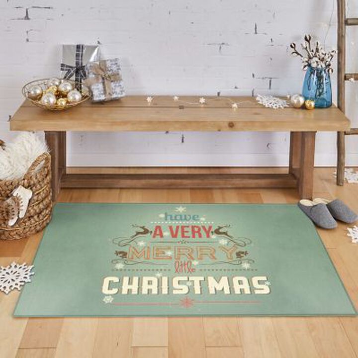Merry Little Christmas Multi 1' 6" x 2' 6" Kitchen Mat