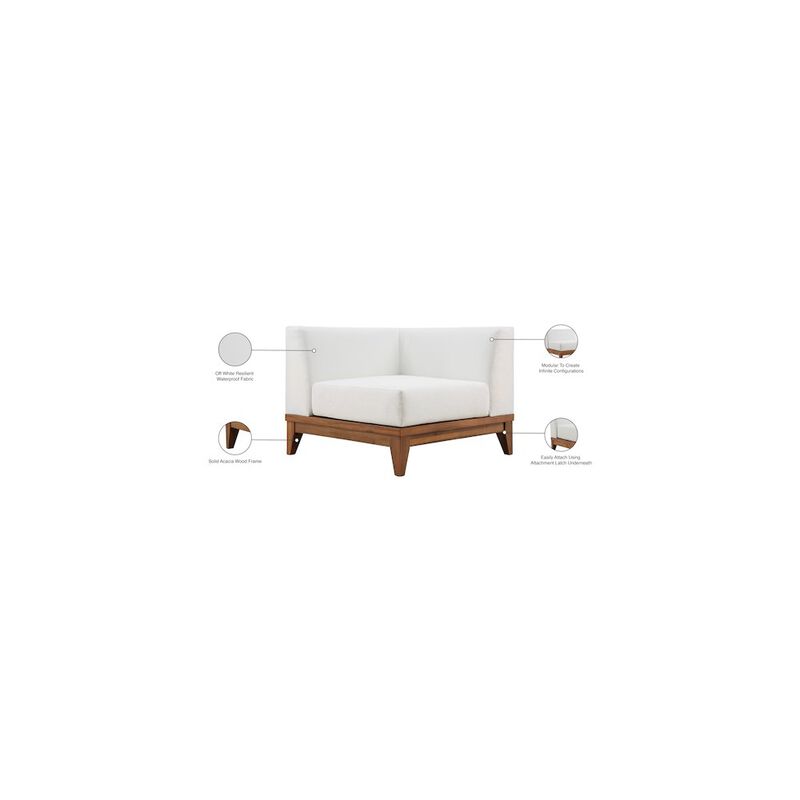 Meridian Furniture Rio Off White Water Resistant Fabric Outdoor Patio Modular Corner Chair