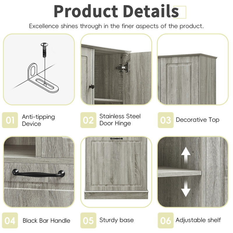 Merax Tall Storage Cabinet with Adjustable Shelves, Large Flip-Out Basket & Enclosed Cabinets – Perfect for Bathroom