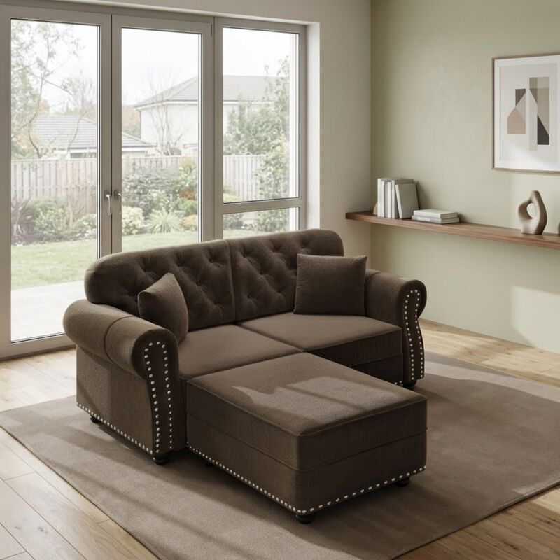 2-Seat Velvet Upholstered Sofa image number 1