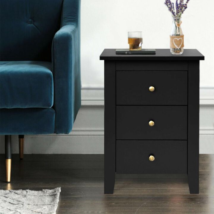 Hivvago Modern Bedside Cabinet with 3 Drawers for Living Room and Bedroom