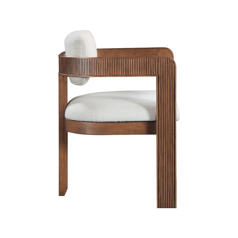 Meridian Furniture Sacha Cream Linen Textured Fabric Dining Chair, Set of 2