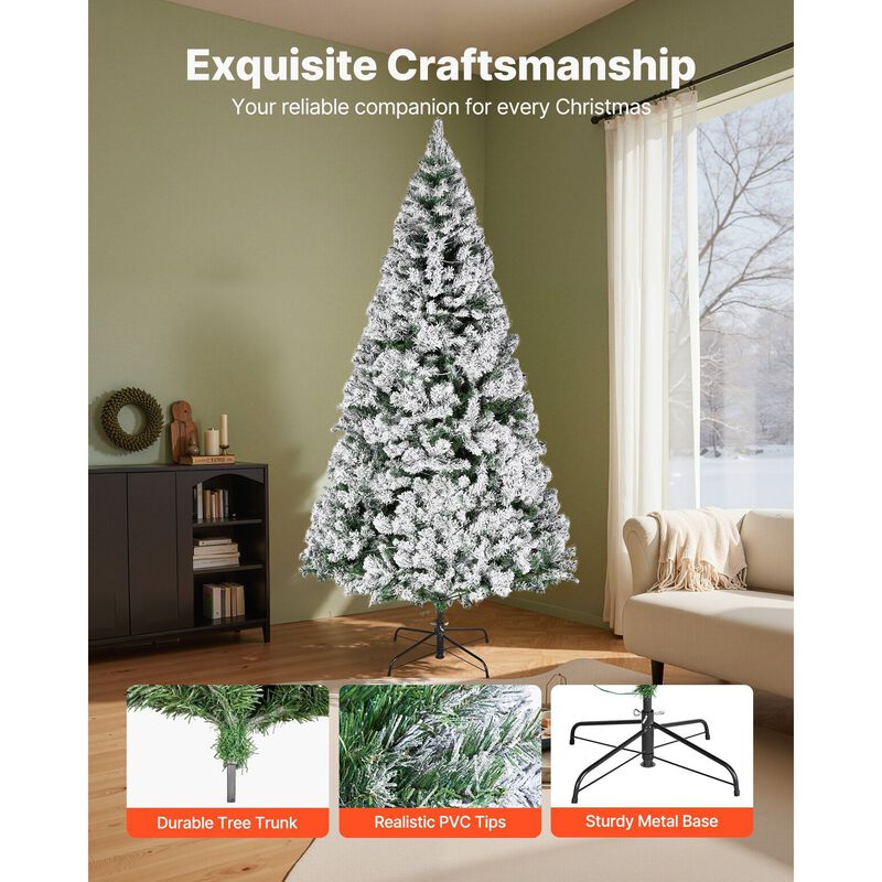 Artificial Flocked Christmas Tree Prelit with LED Lights, 11 Lighting Modes-Snow Flocked image number 5