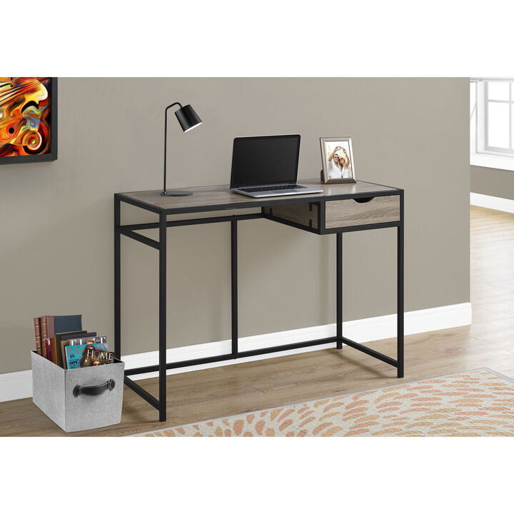 Monarch Specialties I 7221 Computer Desk, Home Office, Laptop, Storage Drawer, 42"L, Work, Metal, Laminate, Brown, Black, Contemporary, Modern