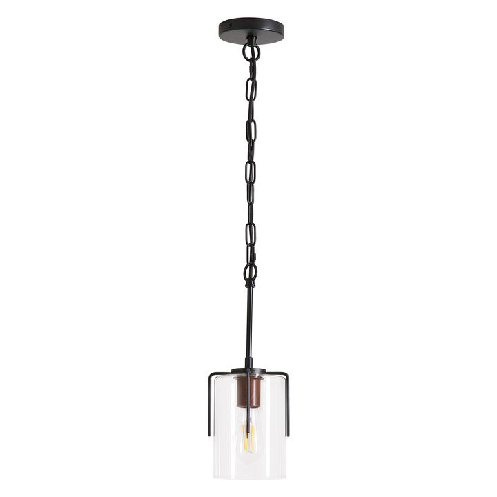 ELEMENT ACE Industrial Pendant Light with Clear Glass Shade Glare-Free Ceiling Light Fixture for Kitchen Island Dining Room Entryway Home Decor