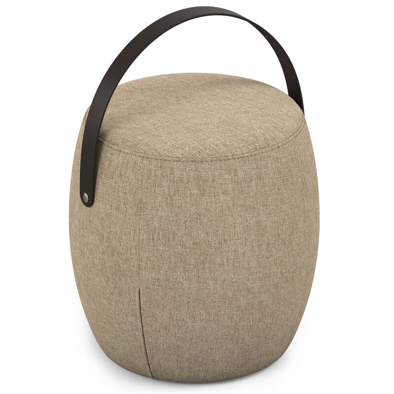 Ramsay 16 inch Wide Contemporary Irregular Footstool in Taupe Linen Look Fabric, Fully Assembled