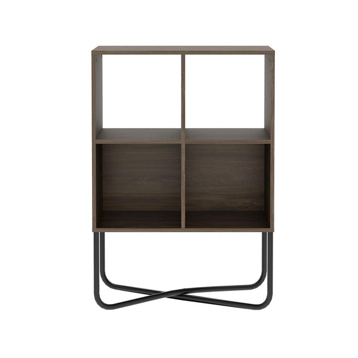 Techni Mobili Modern Geometric Bookcase, Walnut