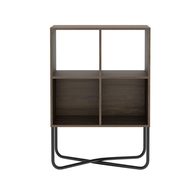 Techni Mobili Modern Geometric Bookcase, Walnut