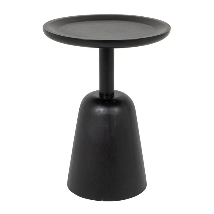 Round Mango Wood Pedestal Side Table