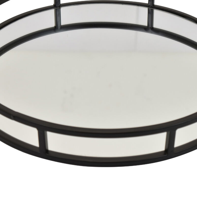 Shaya Round Tray, Gallery Frame w Rails, Glass, Black Metal 15 Inch image number 6