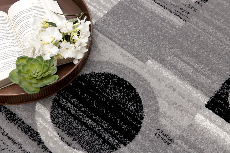 Montage Modern Geometric Checkered Black Grey Indoor Area Rug