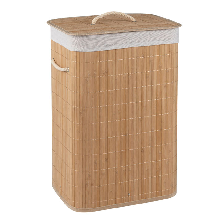 Wicker Clothes Hamper 19 Gal with Removable Liner and Portable Handles