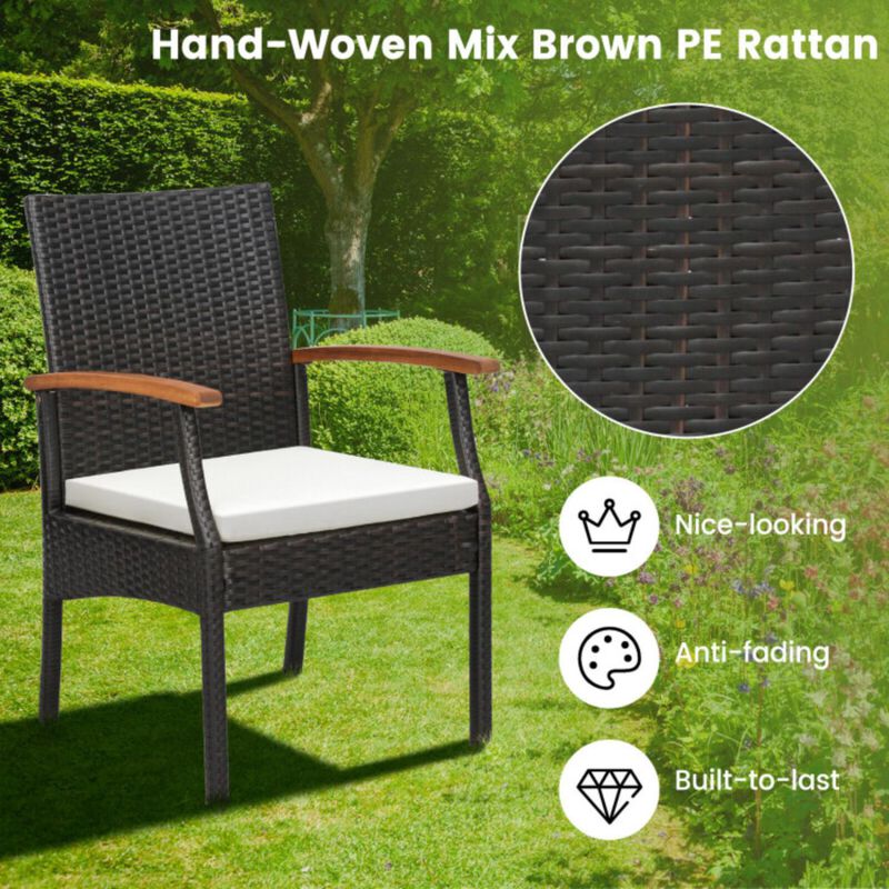 Hivvago Set of 2/4 Patio Dining Chair with Soft Zippered Cushion