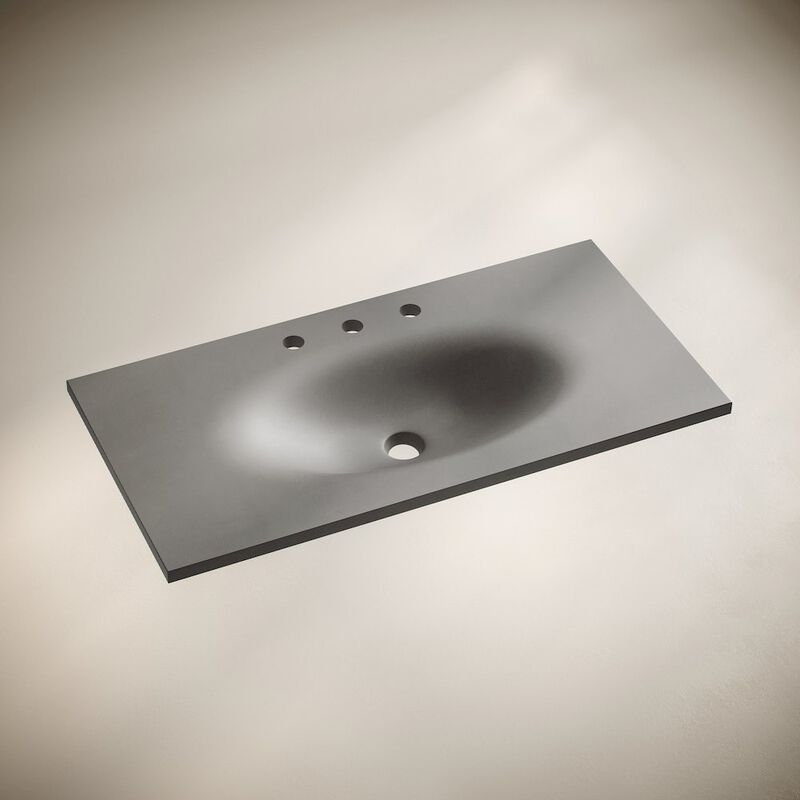 36" 3-Hole Widespread Concrete Vanity Sink Top in Matte Dark Gray image number 2