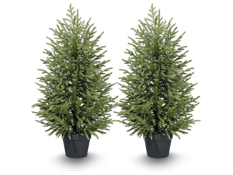 2 Pack Artificial Pine Plants UV Resistant Real Touch Outdoor Garden Porch Decor image number 0