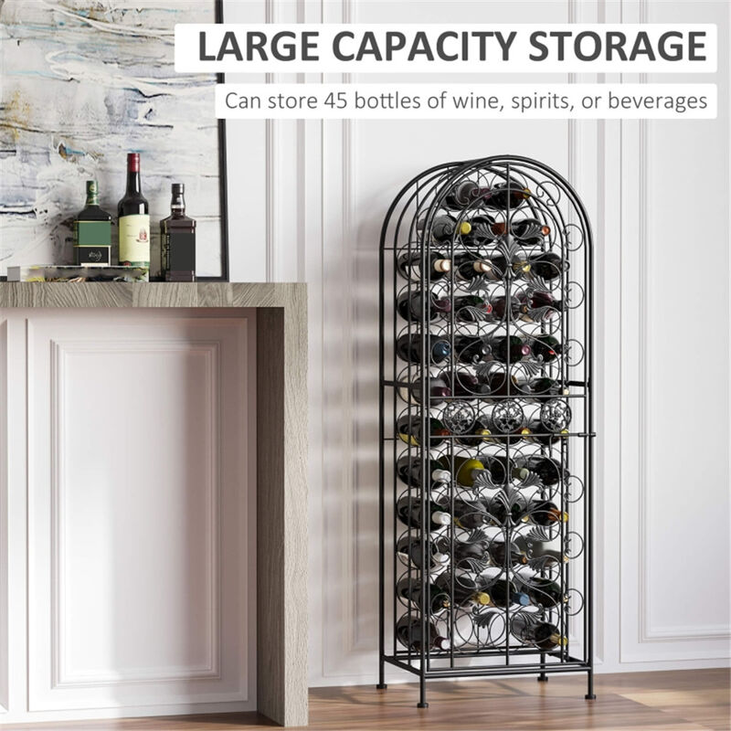 Wine Rack Cabinet with Doors, Shelves, and Glass Holder