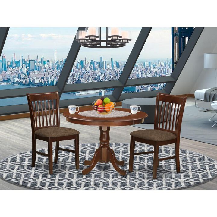 3 Pc set with a Kitchen Table and 2 Dinette Chairs in Mahogany