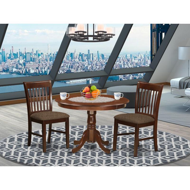 3 Pc set with a Kitchen Table and 2 Dinette Chairs in Mahogany