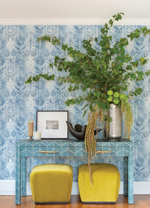 Pavord Blue Floral Shibori Wallpaper (Set of 2)