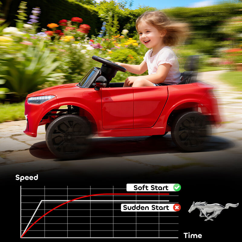 BreeBe 12V Kids Ride On Car, Licensed Ford Mustang Mach-E Electric Car with Remote Control, LED Light, Music image number 5