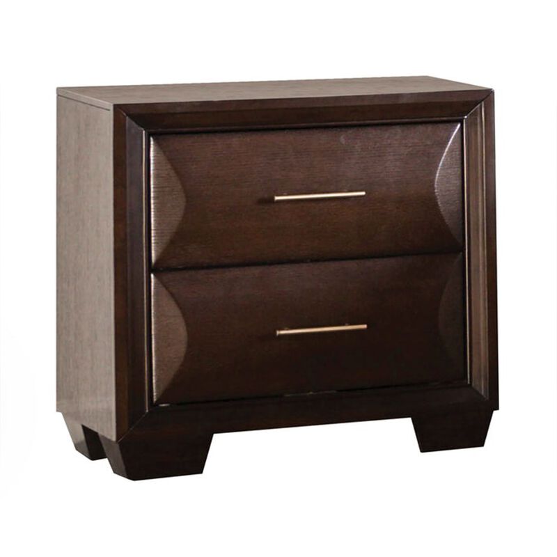 2pc King Bedroom Set, Espresso Brown, Gold Wood, Nightstand image number 5