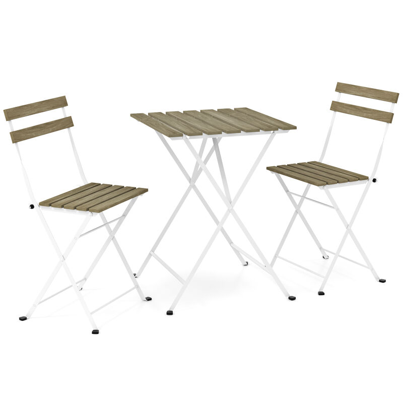 Acacia Wood 3-Piece Patio Set with Slatted Table and Chairs