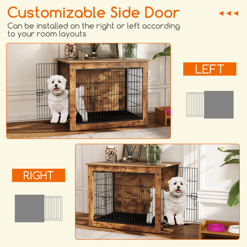 Dog Crate Furniture with Cushion & Double Doors &ndash; Stylish Kennel for Small/Medium Dogs image number 7