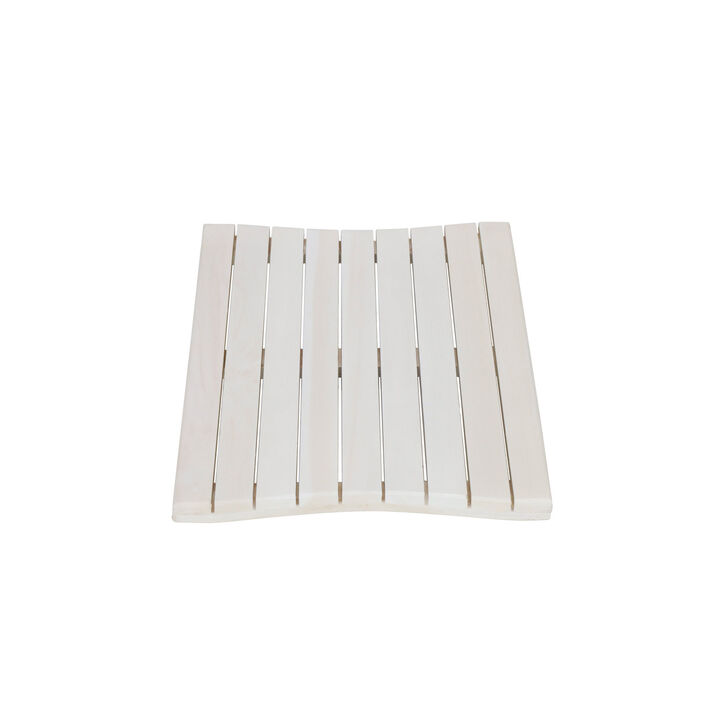 HomeRoots 23" White Teak Slat Non Slip Bath Mat
