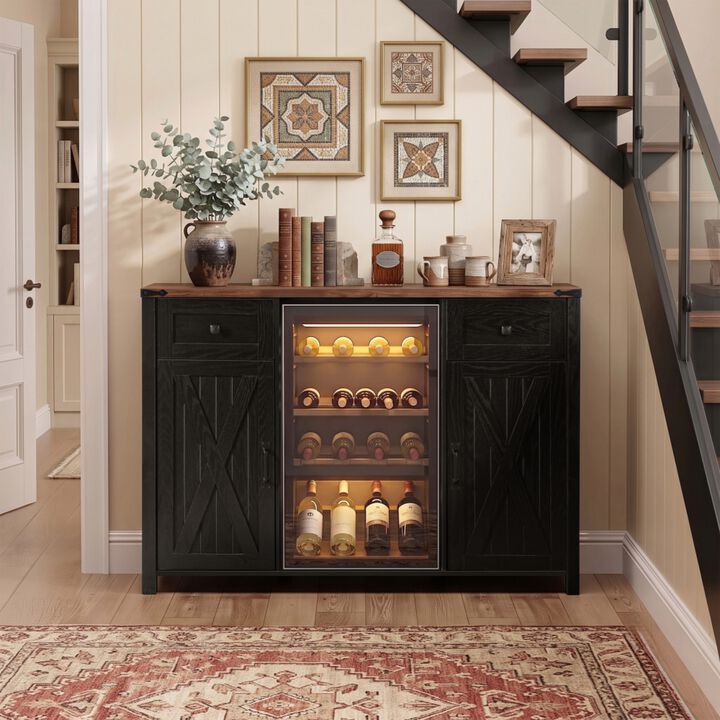 Jiljun Farmhouse Wine Bar Sideboard Cabinet
