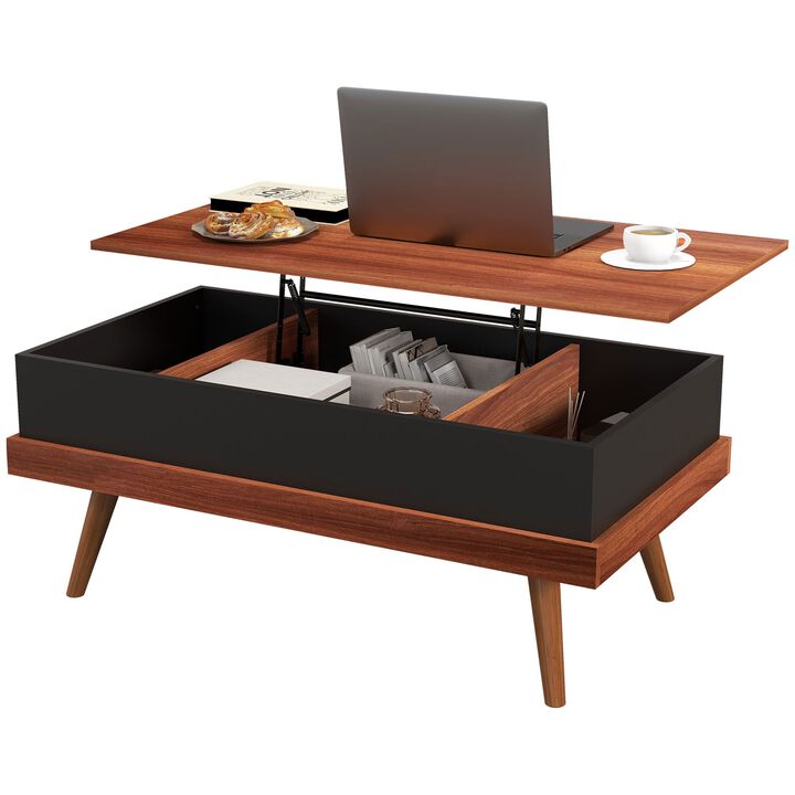 Walnut Lift-Top Coffee Table: Hidden Compartments
