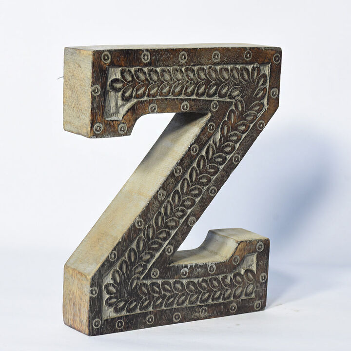 Vintage Gray Handmade Eco-Friendly "Z" Alphabet Letter Block For Wall Mount & Table Top Décor