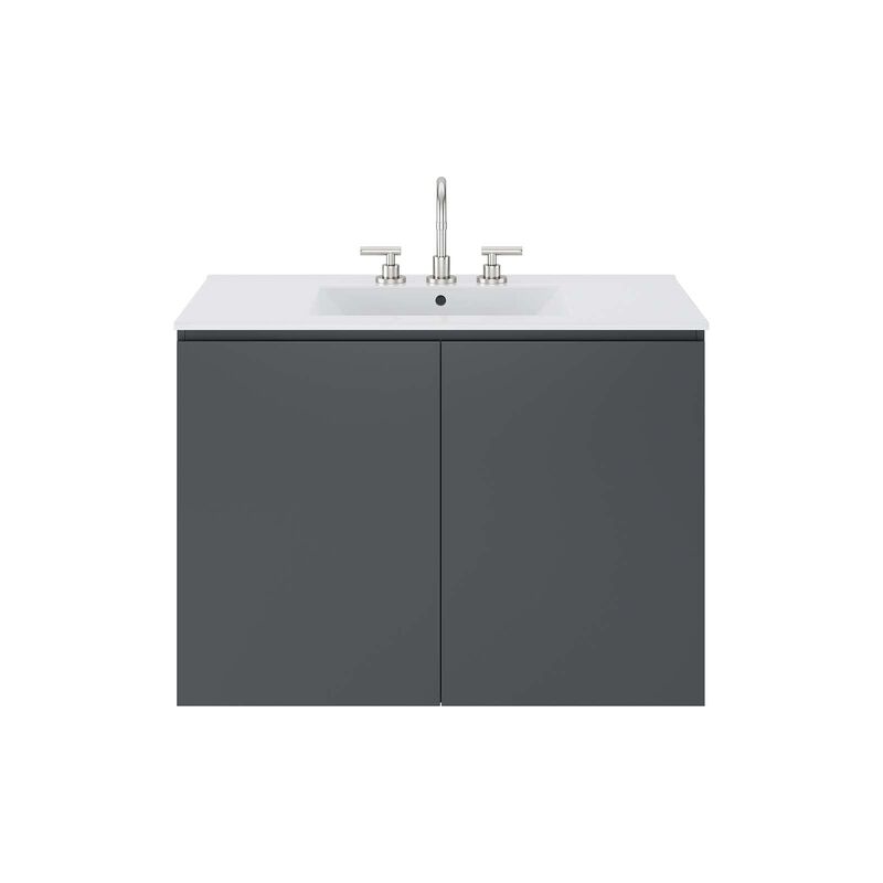 Modway Gray and White Bryn Wall-Mount Bathroom Vanity EEI-5779-GRY-WHI image number 5