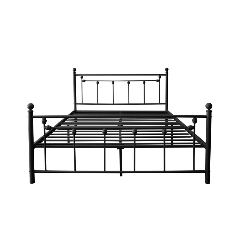 Queen Size Metal Bed Frame with Headboard and Footboard (black)